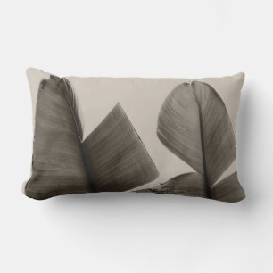 Banana Tree Leaves in Sepia Lumbar Pillow