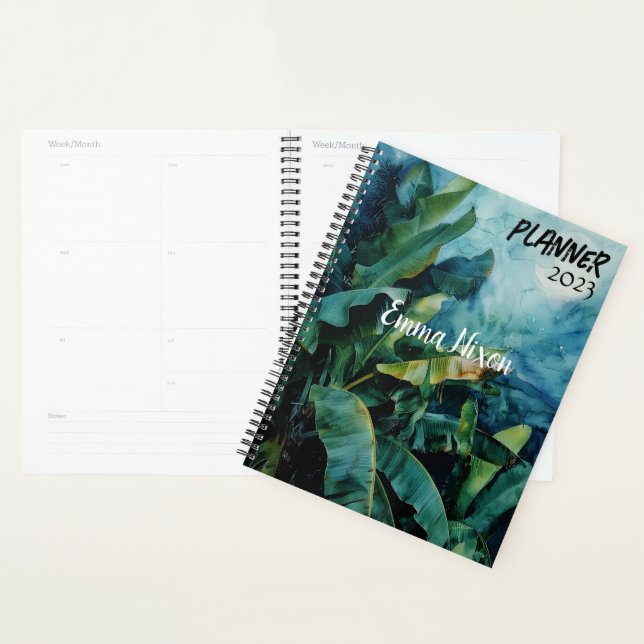 BANANA TREE WATERCOLOR AT NIGHT PLANNER (Display)