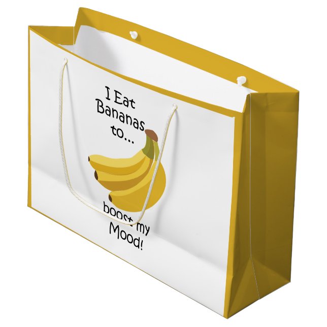 Banana Tropical Fruit Boost My Mood Funny Large Gift Bag (Front Angled)