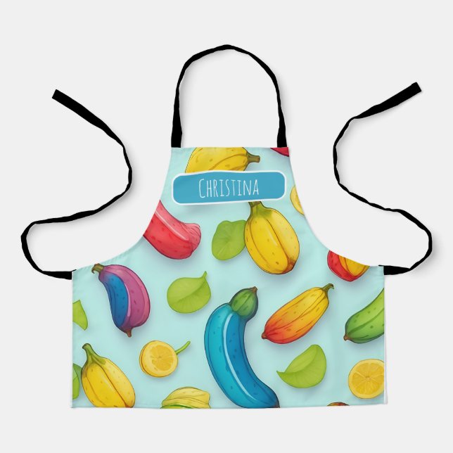 Banana Watercolor Colourful Personalized Pattern Apron (Front)