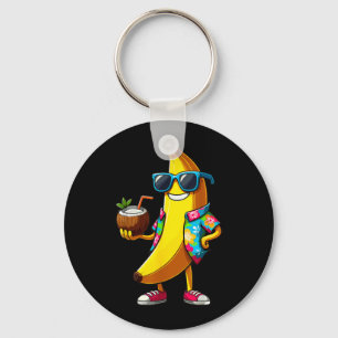 Banana Wearing Sunglasses Drinking Coconut Summer Keychain