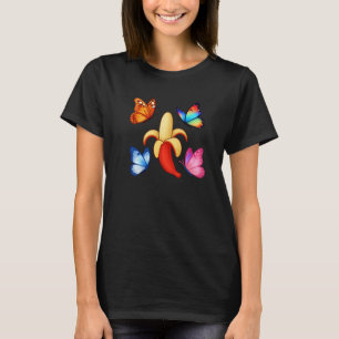 Banana with Colorful Butterflies T-Shirt