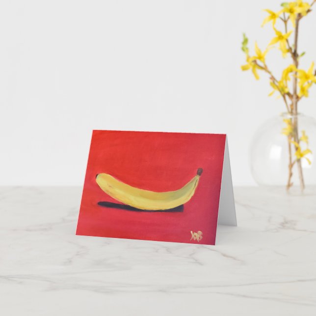 Banana with red Background Card (Yellow Flower)