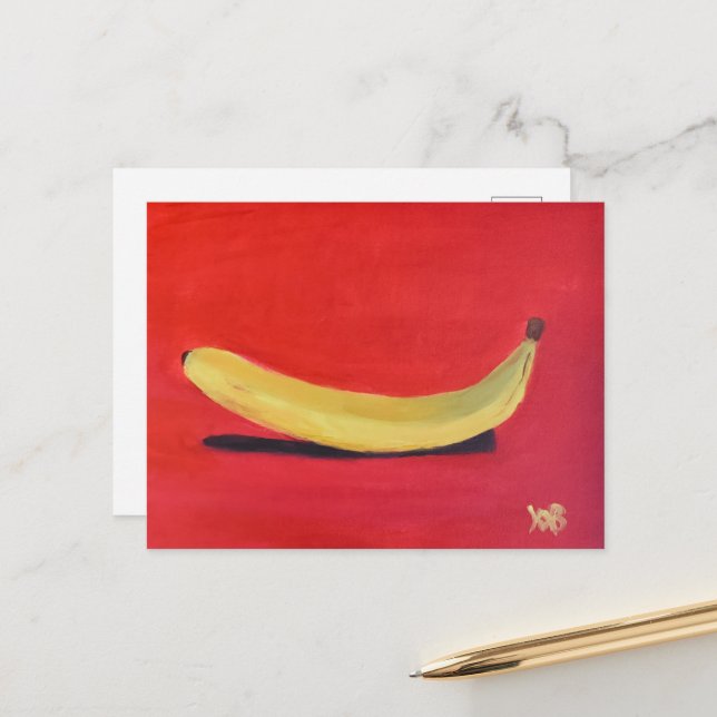 Banana with red Background Postcard (Front/Back In Situ)
