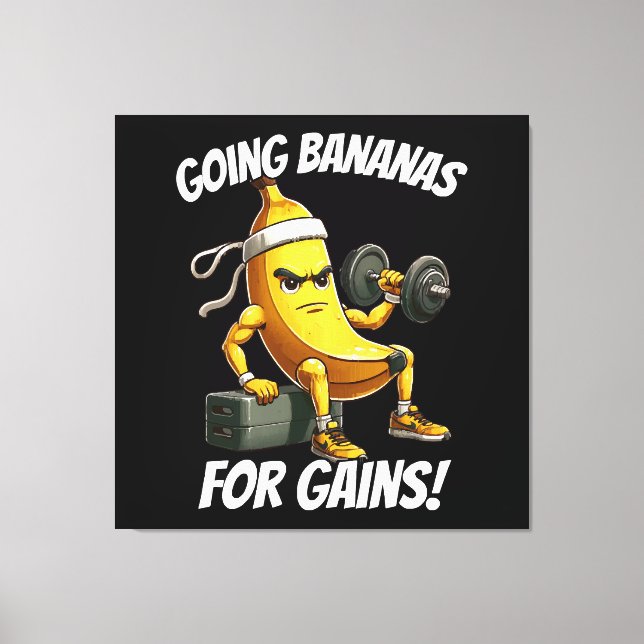 banana working out canvas print (Front)