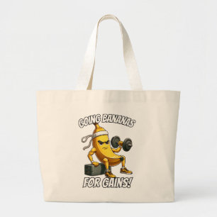 banana working out large tote bag