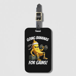 banana working out luggage tag