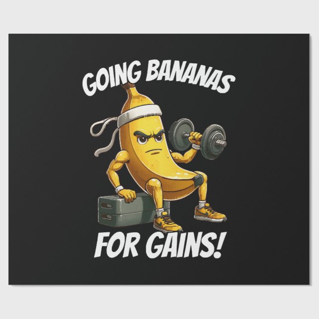 banana working out wrapping paper (Flat)