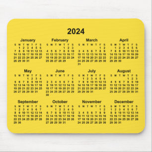 Banana Yellow 2024 Calendar Mouse Pad
