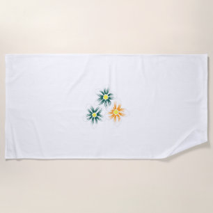 Banana Yellow, Dark Blue Green, decorative Beach Towel