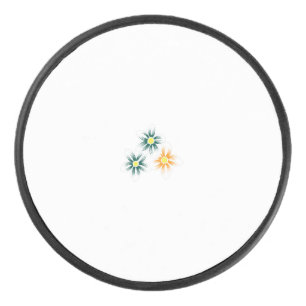 Banana Yellow, Dark Blue Green, decorative Hockey Puck