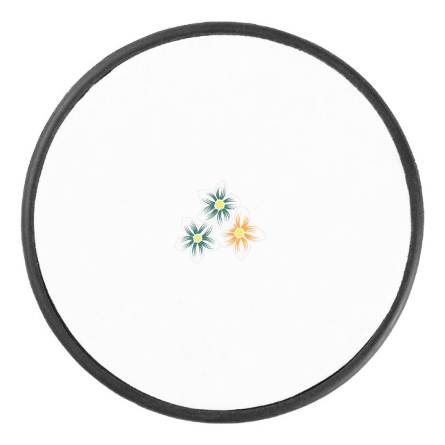 Banana Yellow, Dark Blue Green, decorative Hockey Puck (Front)