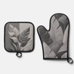 Bananarama Hawaiian Banana Leaves Oven Mitt & Pot Holder Set