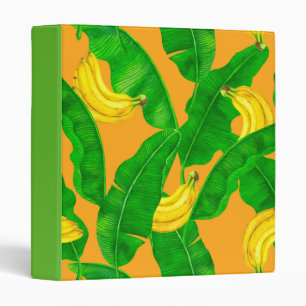 Bananas and leaves watercolor design binder