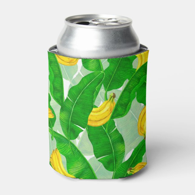 Bananas and leaves watercolor design can cooler (Can Front)