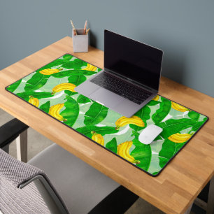 Bananas and leaves watercolor design desk mat
