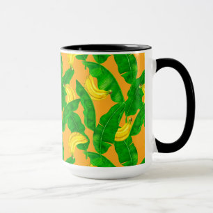 Bananas and leaves watercolor design mug