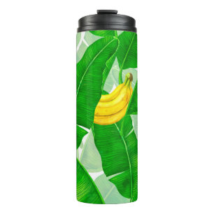 Bananas and leaves watercolor design thermal tumbler
