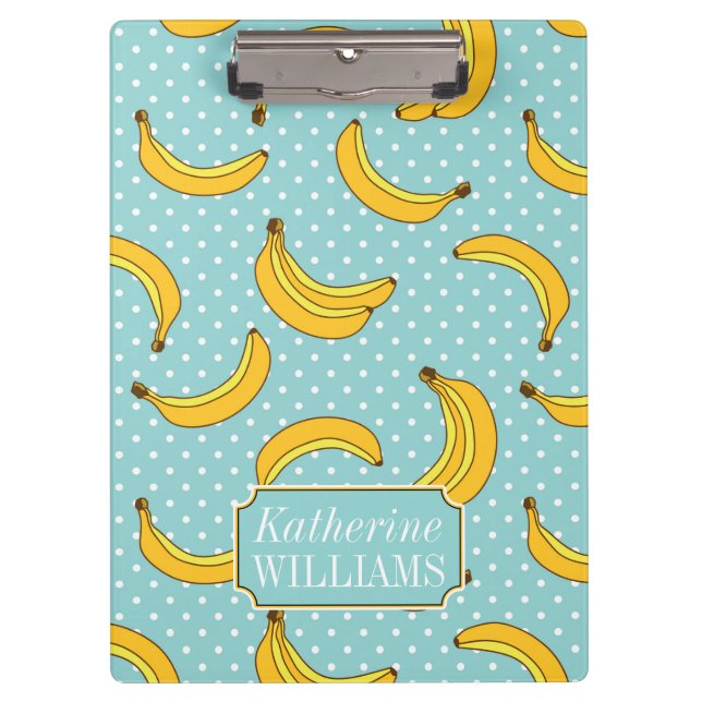 Bananas And Polk Dots | Add Your Name Clipboard (Front)