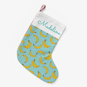 Bananas And Polk Dots   Add Your Name Small Christmas Stocking