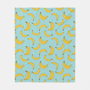 Bananas And Polk Dots Fleece Blanket