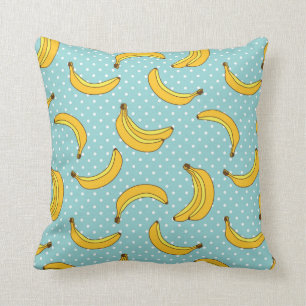 Bananas And Polk Dots Throw Pillow