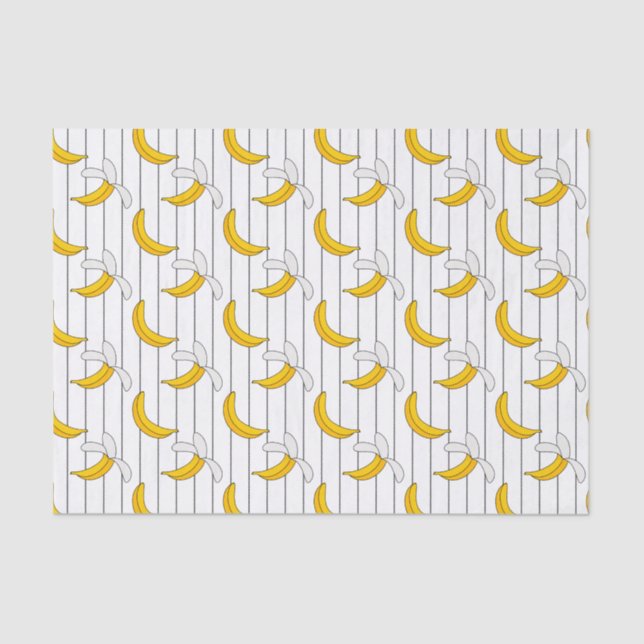 Bananas and Stripes Print Pattern Tissue Paper (Front)