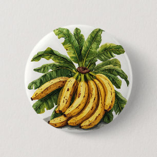 Bananas and Their Green Leaves 2 Inch Round Button