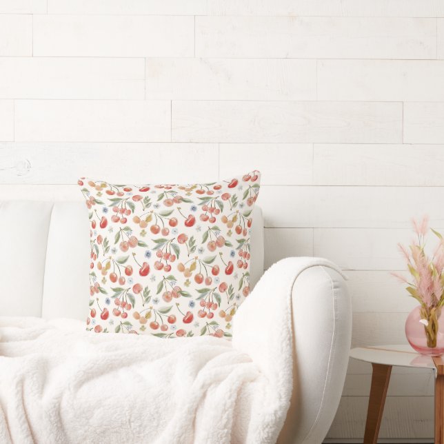 Bananas for Cherries Throw Pillow (Couch)