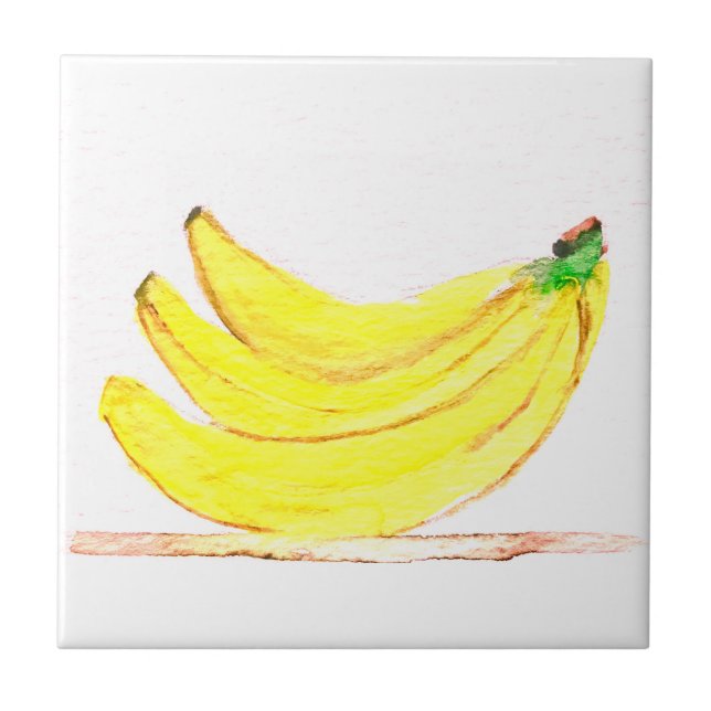 Bananas fruits watercolor Kitchen Rustic Tropical Tile (Front)