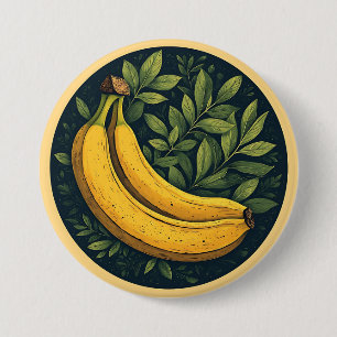 Bananas, Leaves, and a Dark Circle 3 Inch Round Button