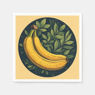 Bananas, Leaves, and a Dark Circle Napkin