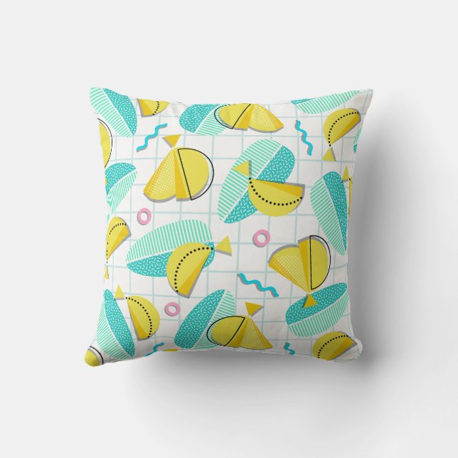 Bananas Memphis Throw Pillow (Back)