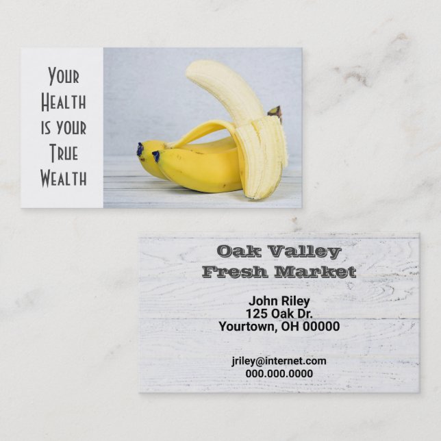 Bananas On Grey Wood Business Card (Front/Back)