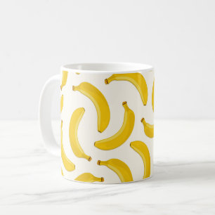 Bananas Tropical Fruit Print, Yellow and White Coffee Mug