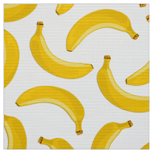 Bananas Tropical Fruit Print, Yellow and White Fabric