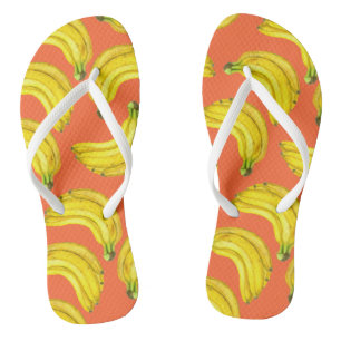Bananas watercolor flip flops