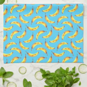 Bananas Watercolor Pattern Kitchen Towel