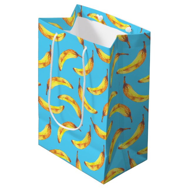 Bananas Watercolor Pattern Medium Gift Bag (Front Angled)
