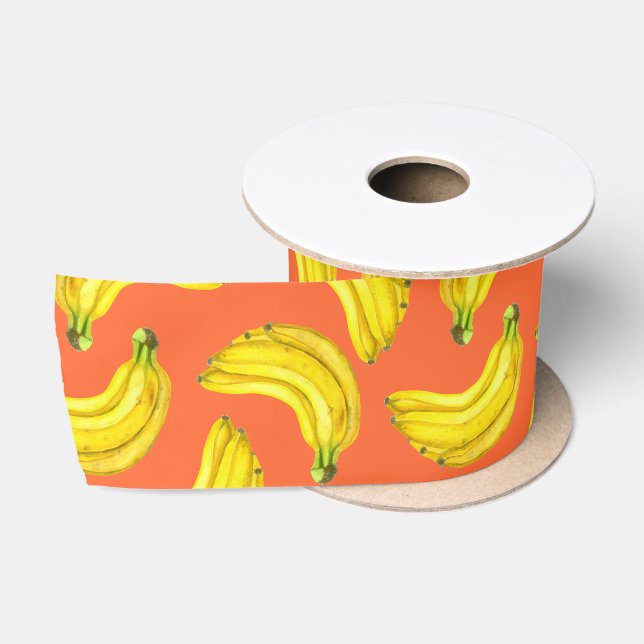 Bananas watercolor satin ribbon (Spool)