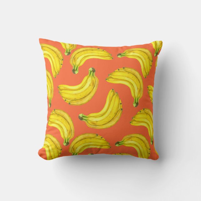 Bananas watercolor throw pillow (Front)