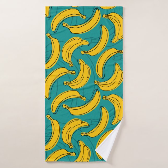 Banane jaune : Noir Vintage (Serviette de bain)