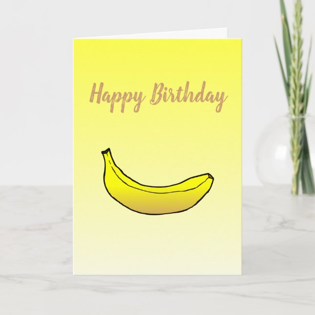 Banane sur la carte d'anniversaire pliée (Devant)
