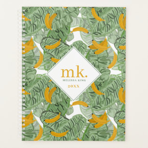 Banane tropicale moderne vert Motif Monogramme
