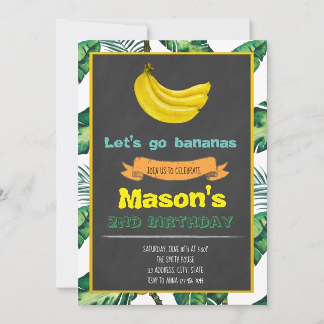 Bananes Invitation fête d'anniversaire (Devant)