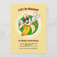 Bananes personnage Invitation à la fête d'annivers