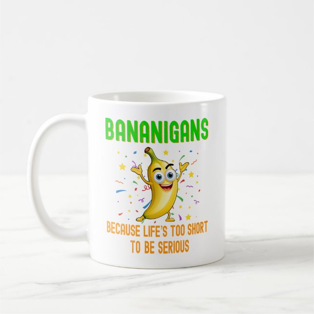 Bananigans, Funny Go Bananas, Tropical Fruit Humou Coffee Mug (Left)