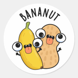 Bananut Funny Fruit Banana Pun  Classic Round Sticker