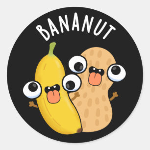 Bananut Funny Fruit Banana Pun Dark BG Classic Round Sticker