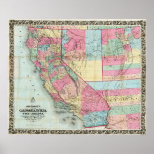 Bancroft's Map Of California, Nevada Poster